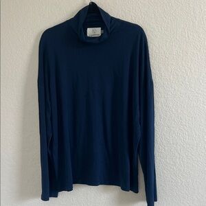 Older Brother 100% Cotton Navy Mock Neck Long Sleeve Top. Size Large